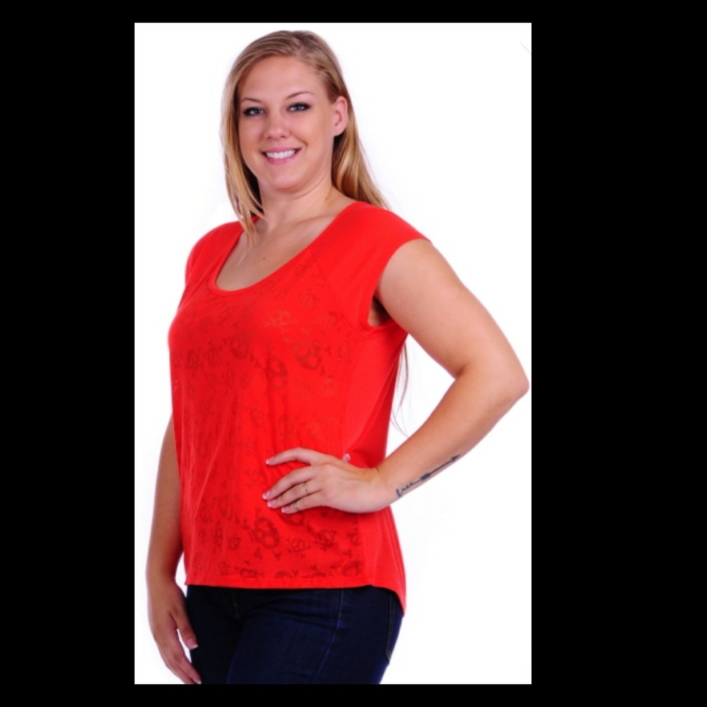 Skull Top Plus Size Tee Cherry Red NEW Goth Rocker Biker Gothic Halloween - Picture 7 of 10